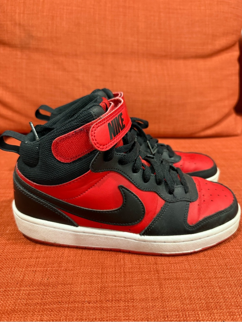 Nike court borough Mid 2 high top sneakers in Red and Black